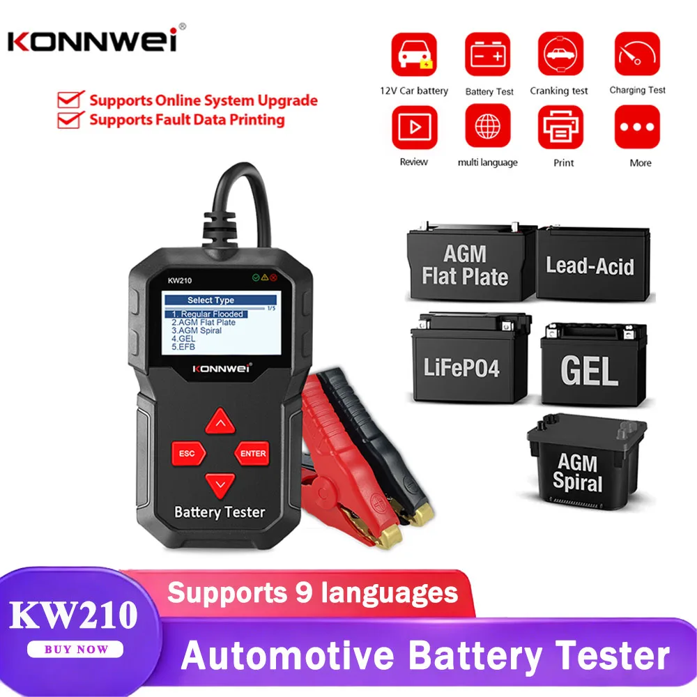 Battery Load Tester - KONNWEI KW210 Automatic Smart 12V Car