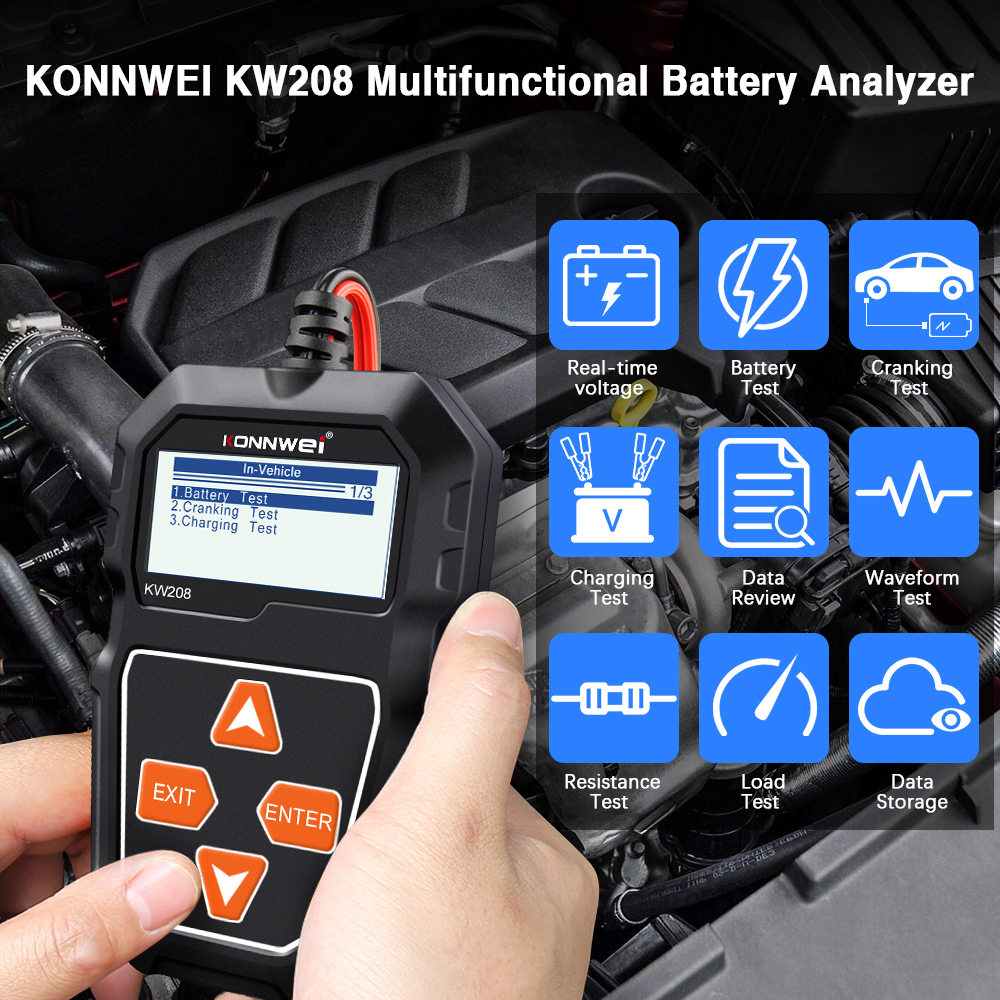 KONNWEI KW208 12V Car Battery  - Battery Load Tester のレビューと価格