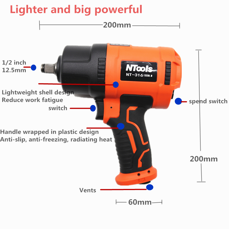 1500 NM Impact Pneumatic Wrenc - Pneumatic Impact Wrench のレビューと価格