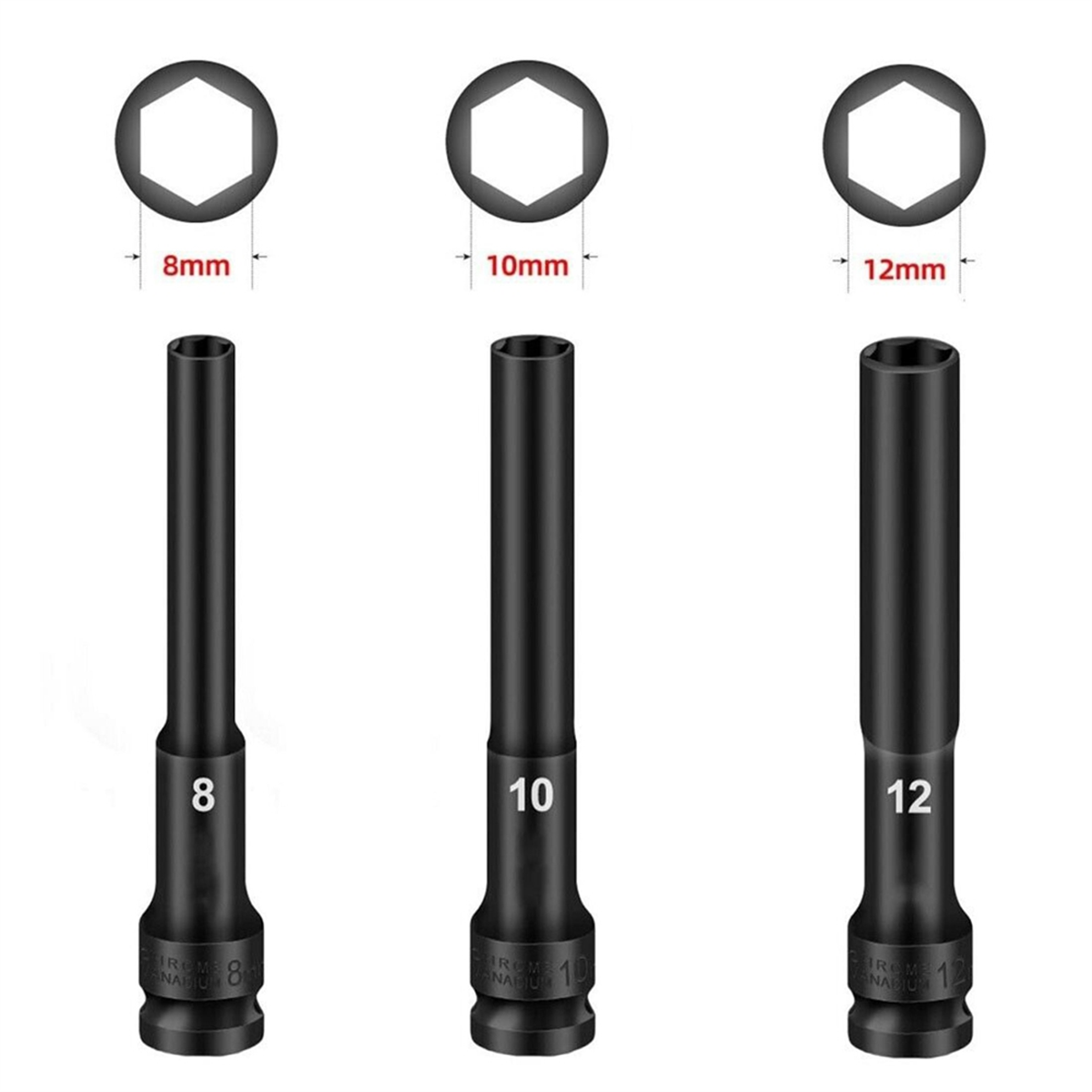 A002 3PCS 1/2 Drive Hex Socket - Pneumatic Impact Wrench のレビューと価格